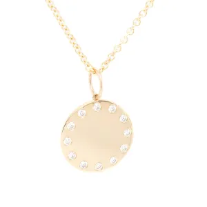 14k Yellow Gold Diamond Disc Charm