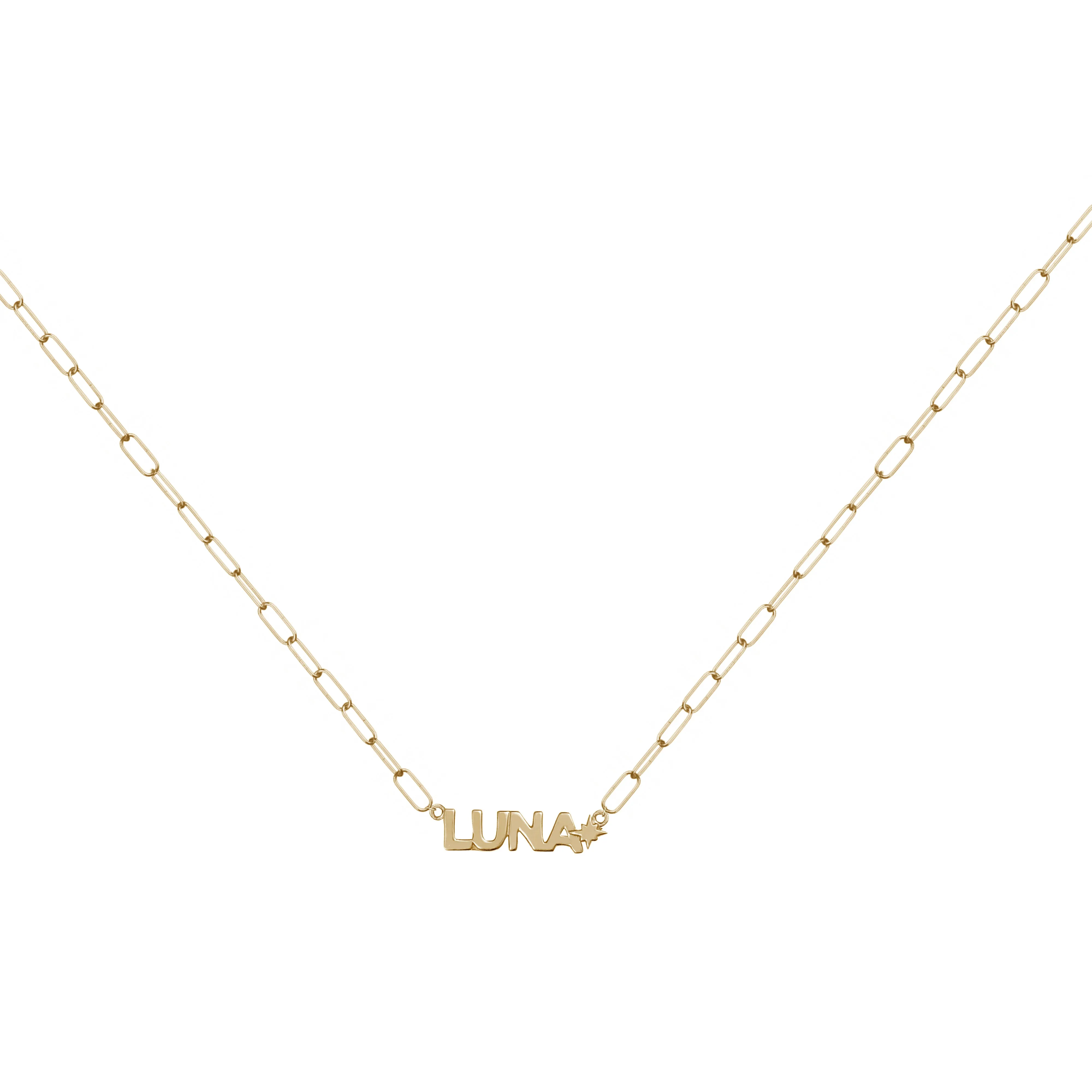 18K Gold Vermeil Nameplate Necklace With Chain Link