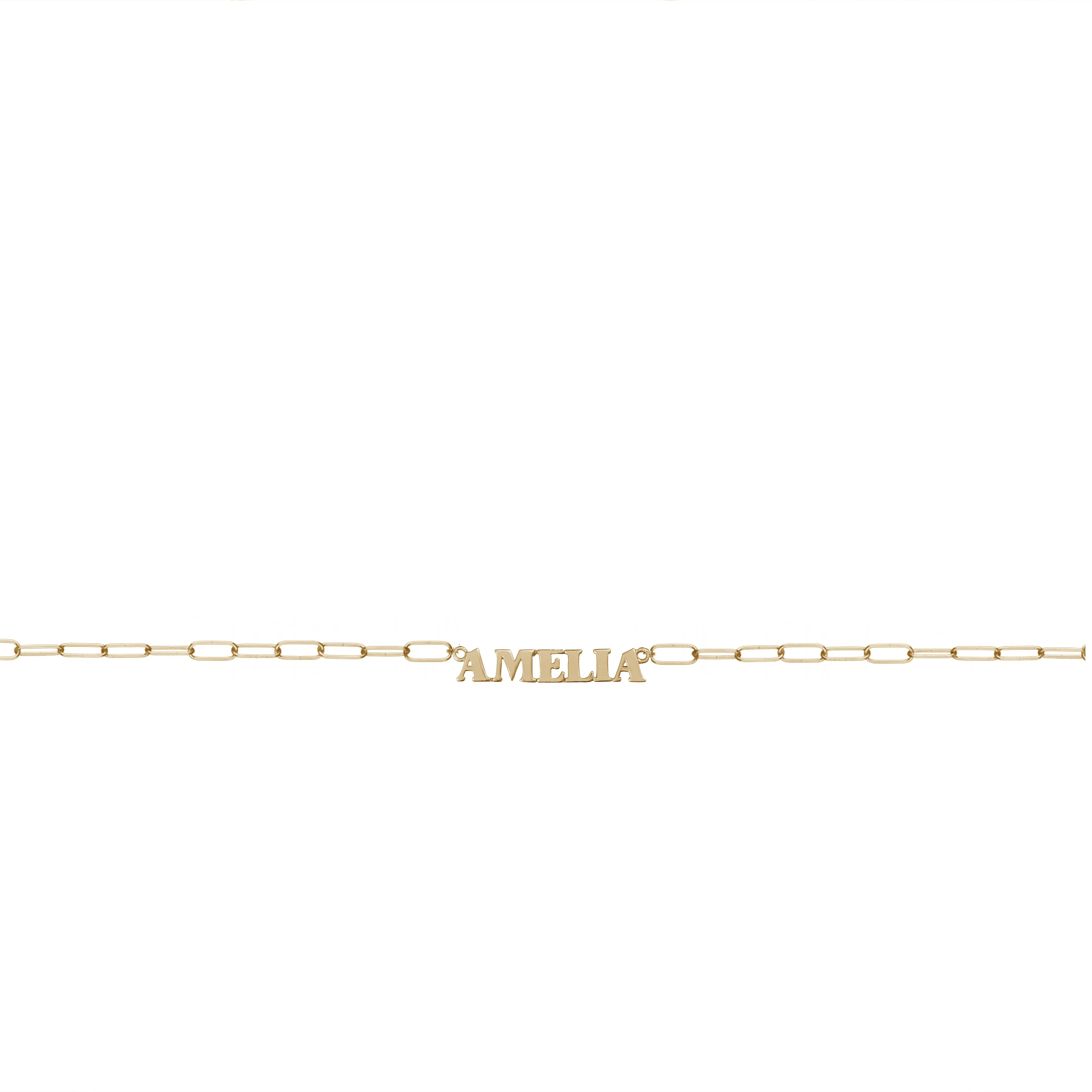 18K Gold Vermeil Nameplate Necklace With Chain Link