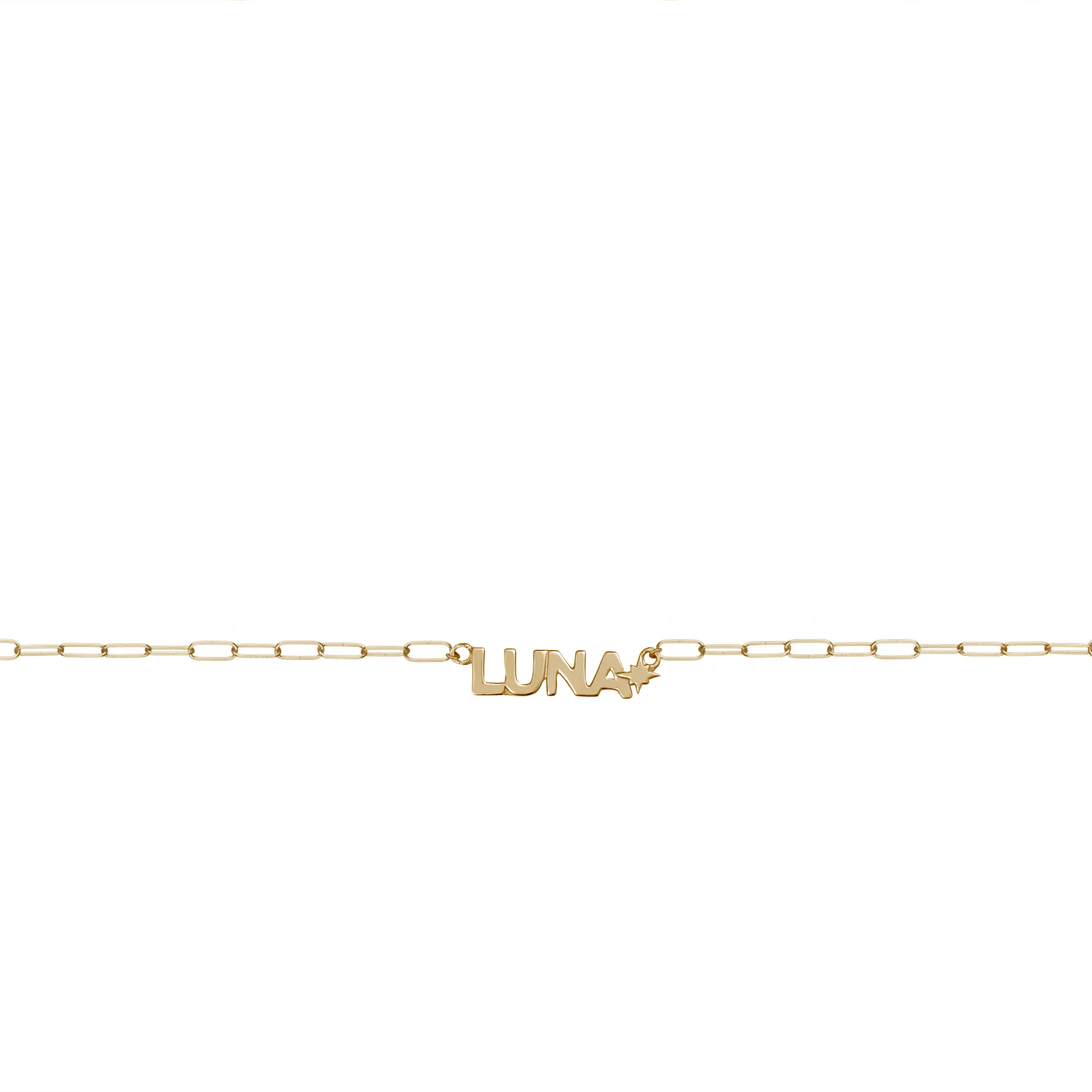 18K Gold Vermeil Nameplate Necklace With Chain Link