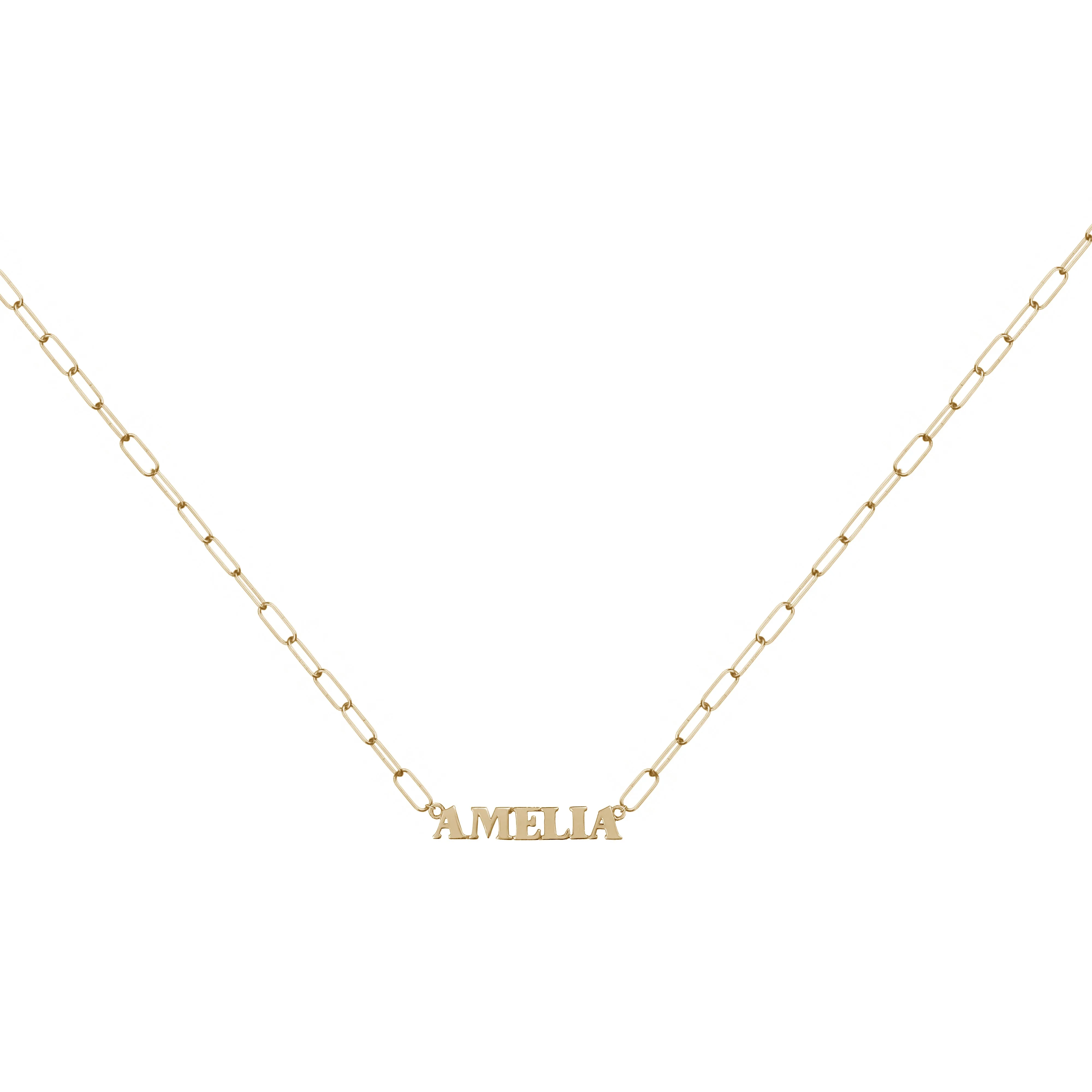 18K Gold Vermeil Nameplate Necklace With Chain Link