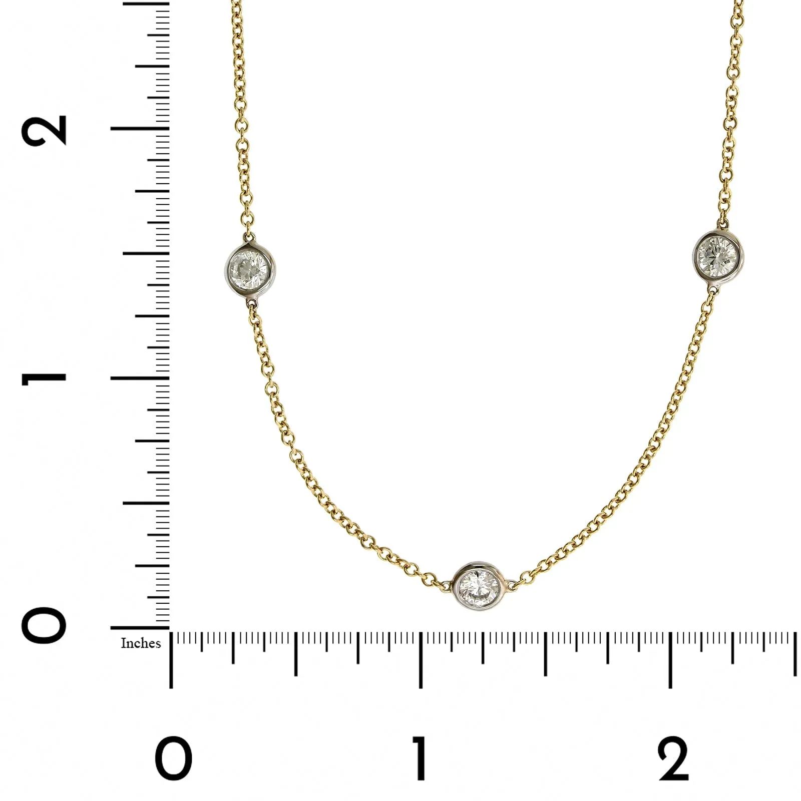 18K Yellow & White Gold 9 Stone Adjustable Diamond Necklace