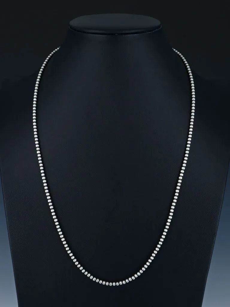 3mm Native American Sterling Silver Beaded Necklace, Multiple Lengths