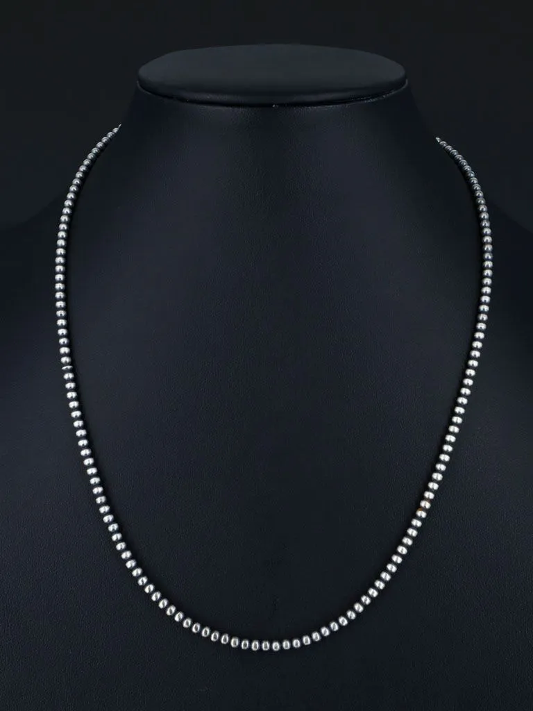 3mm Native American Sterling Silver Beaded Necklace, Multiple Lengths