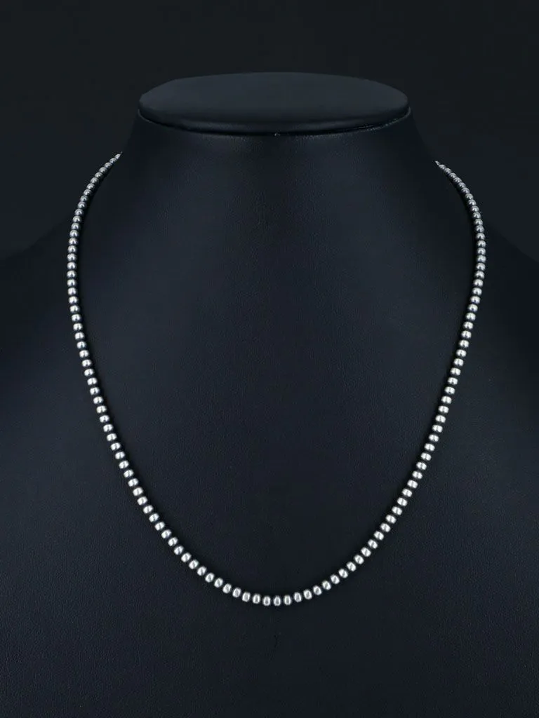3mm Native American Sterling Silver Beaded Necklace, Multiple Lengths