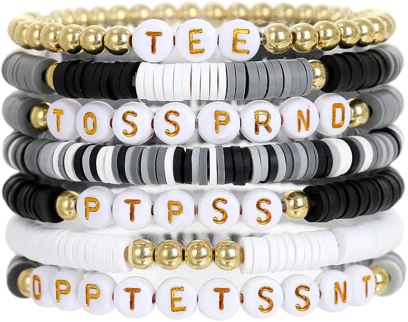 7PCS Friendship Stretch Bracelets Set Tortu Singer Music Concert Jewelry for Women