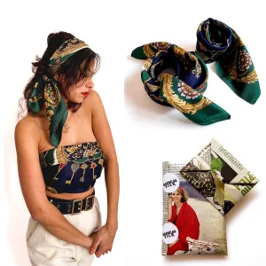 80s/90s vintage set of matching scarves. Shipped gift-wrapped.
