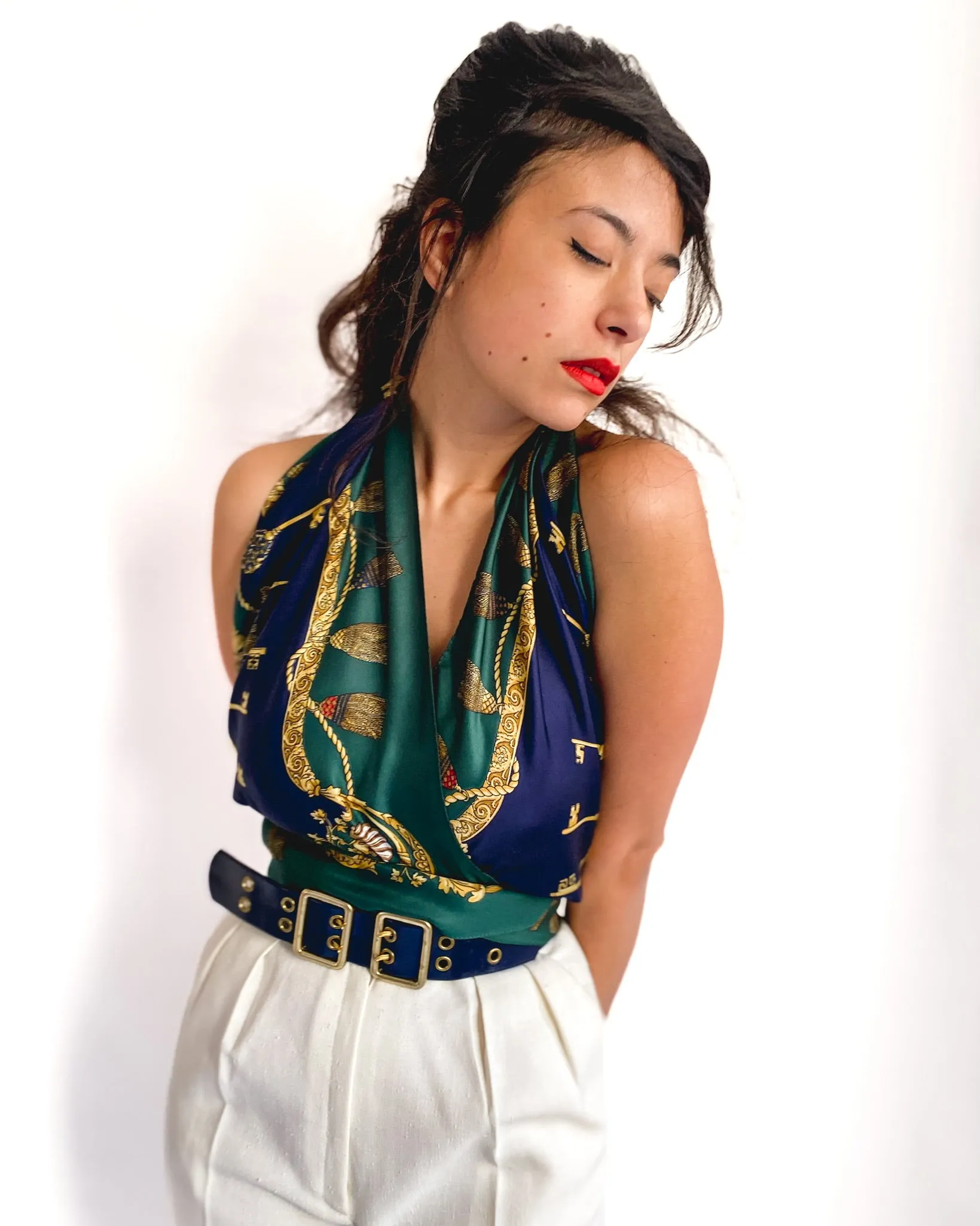 80s/90s vintage set of matching scarves. Shipped gift-wrapped.