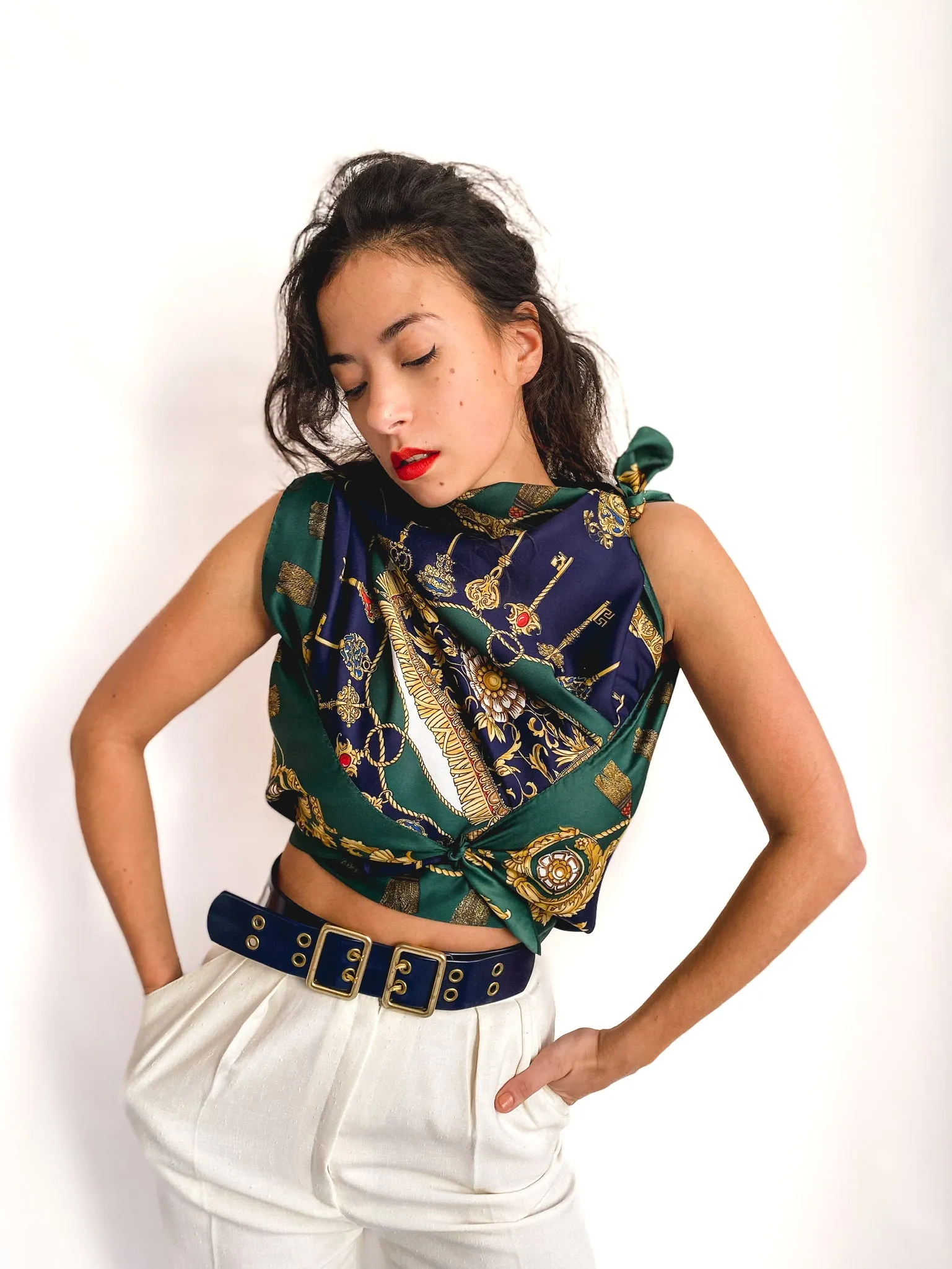 80s/90s vintage set of matching scarves. Shipped gift-wrapped.