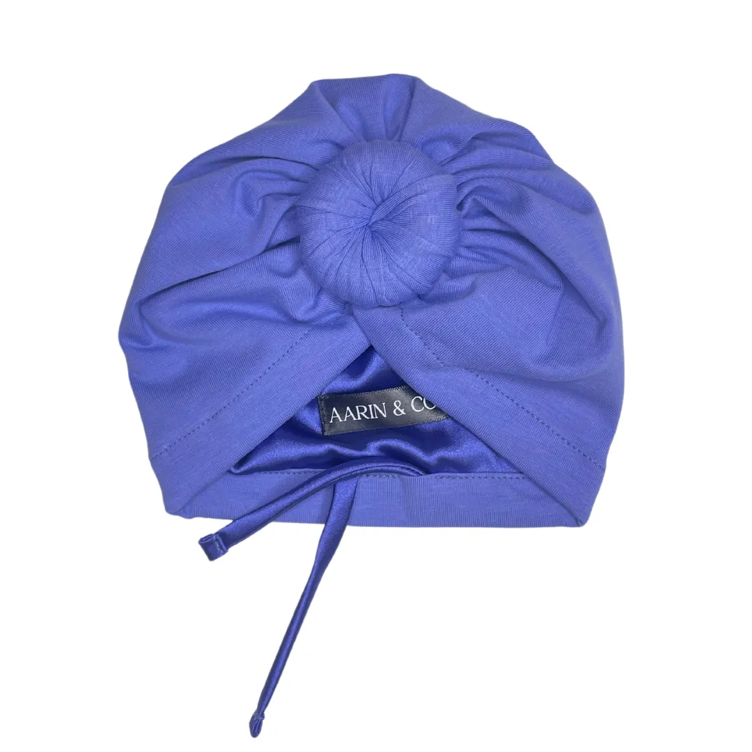 Adjustable Satin Lined Turban-Periwinkle