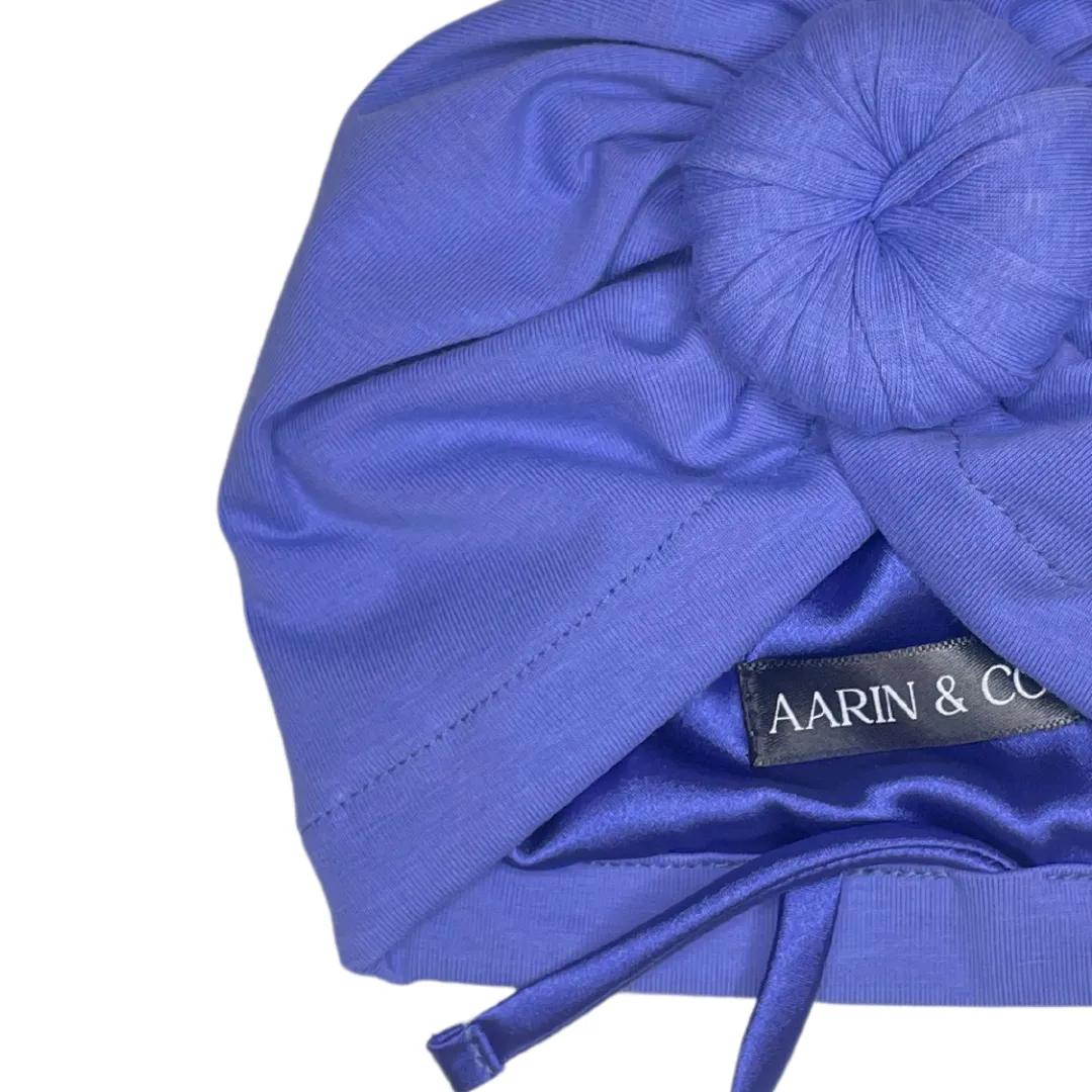 Adjustable Satin Lined Turban-Periwinkle