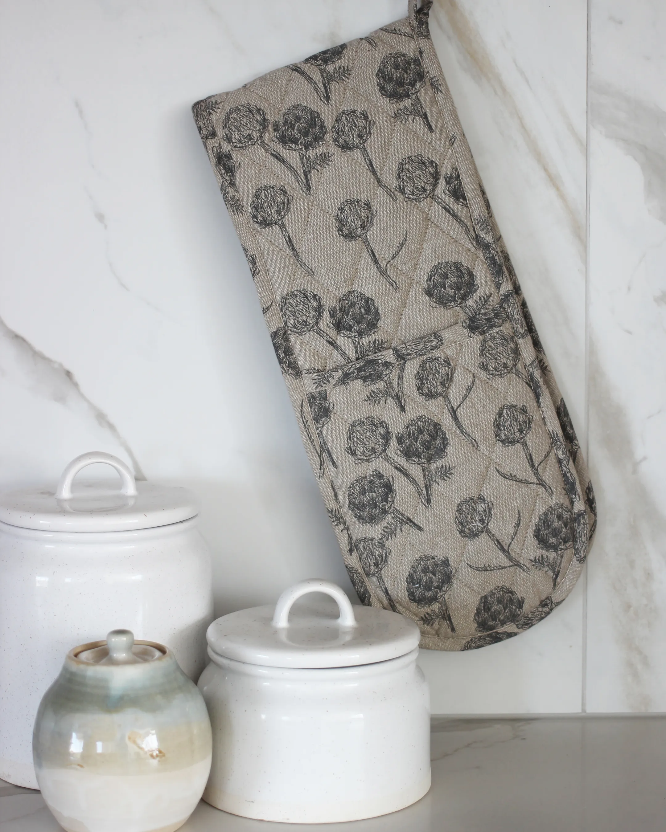 Artichoke Double Oven Glove - Charcoal