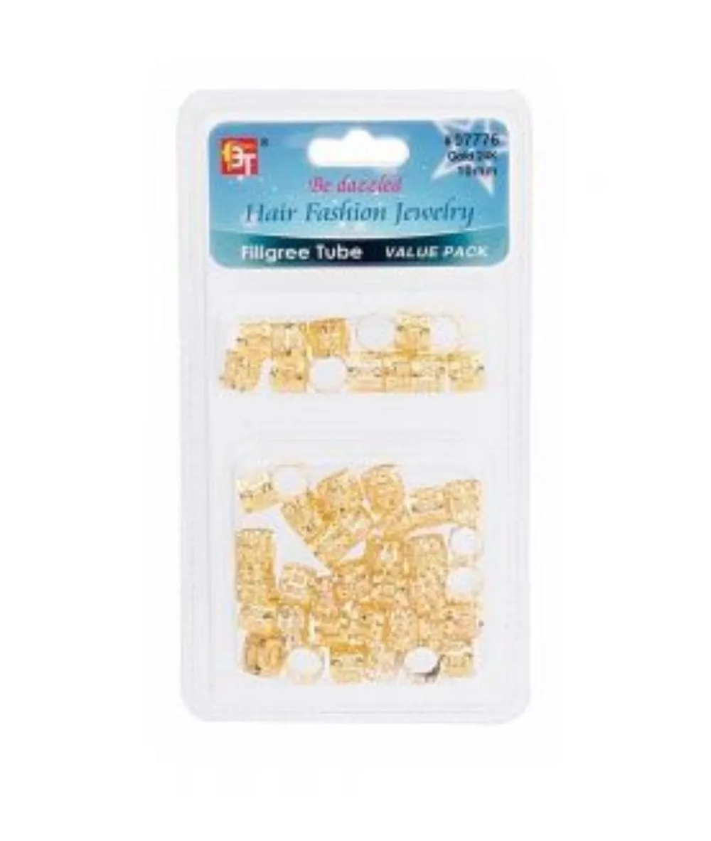 Beauty Town Filigree Tube 10X8Mm Value Pack 50Pcs [Gold] #07776
