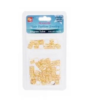 Beauty Town Filigree Tube 10X8Mm Value Pack 50Pcs [Gold] #07776