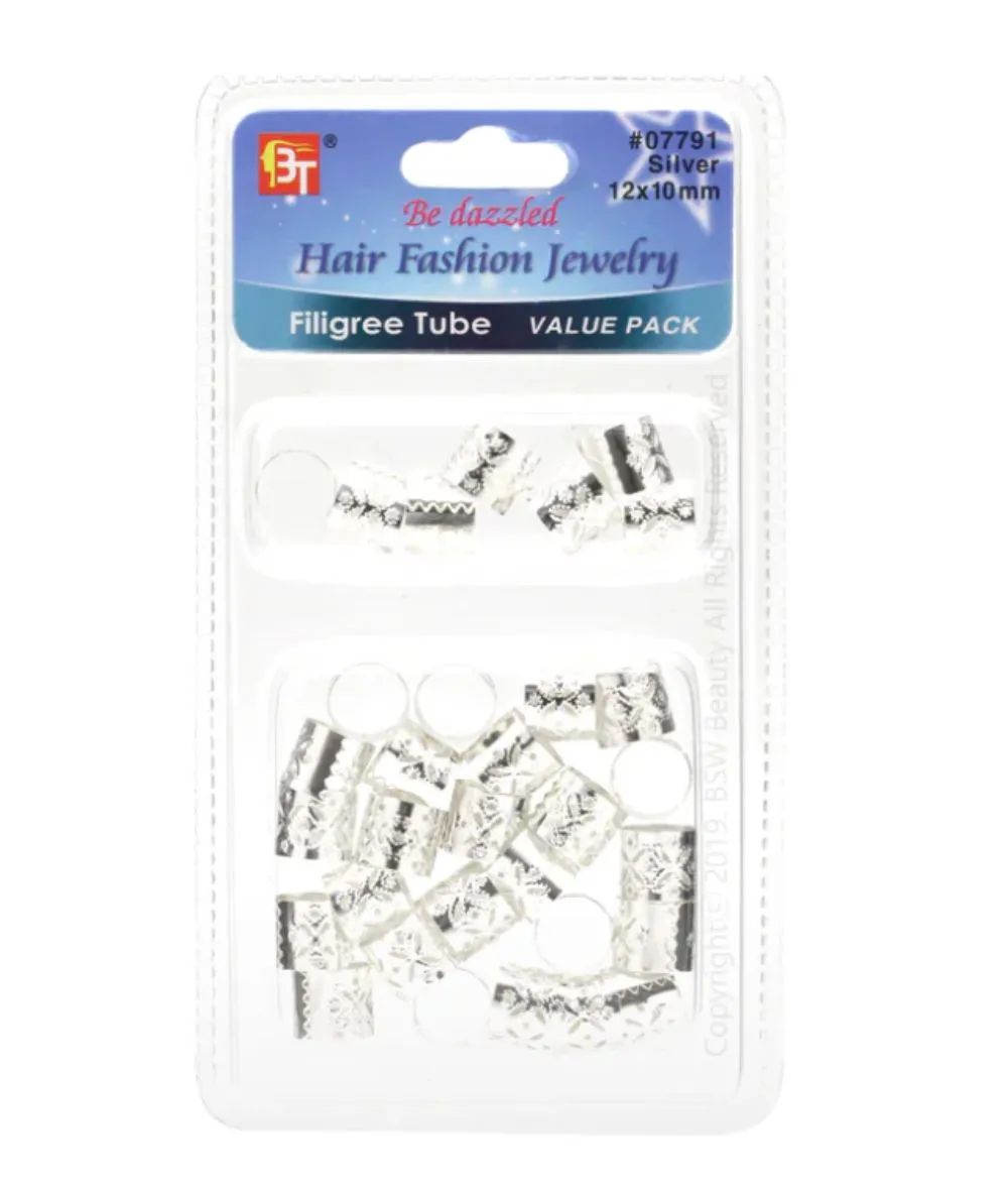Beauty Town Filigree Tube 12X10Mm Value Pack 30Pcs [Silver] #07791