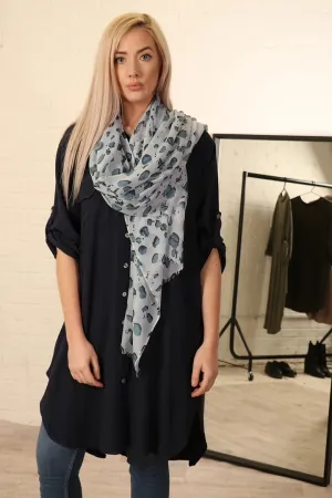 BLUE ABSTRACT LEOPARD SCARF