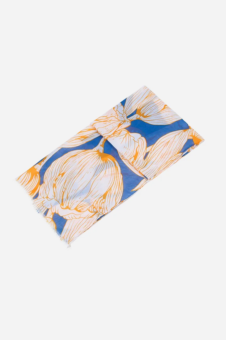BLUE LARGE TULIP PRINT SCARF