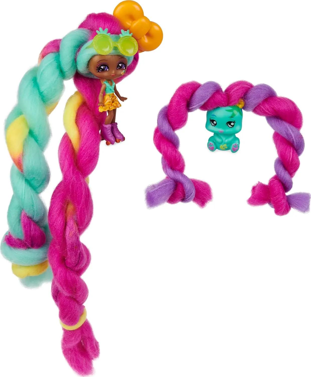 Candylocks 2-Pack, Mina Colada 7.5-cm Scented Collectible Doll and Pet with Accessories