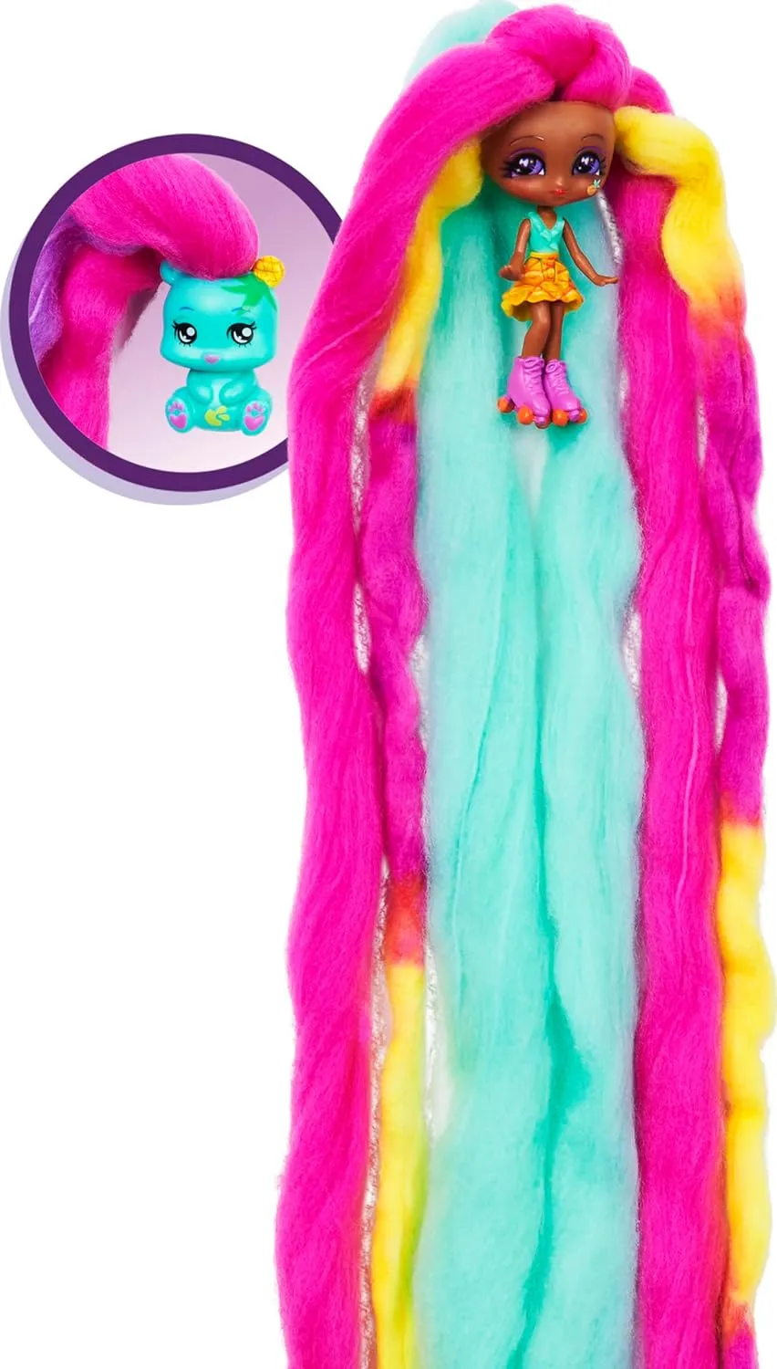 Candylocks 2-Pack, Mina Colada 7.5-cm Scented Collectible Doll and Pet with Accessories