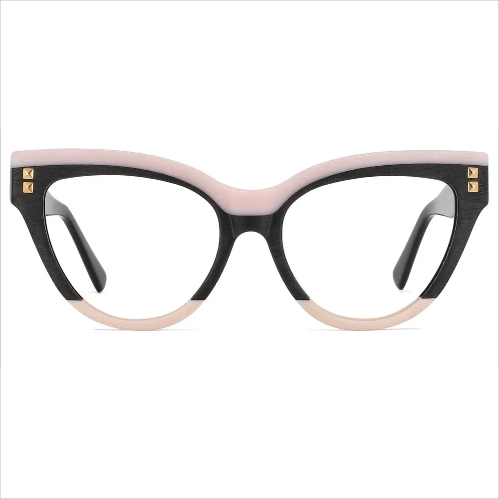 CCspace Unisex Full Rim Oversized Cat Eye Acetate Frame Eyeglasses 49795