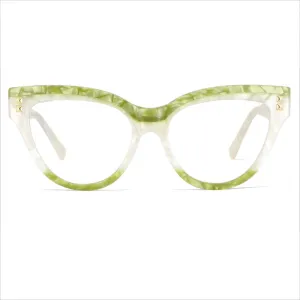 CCspace Unisex Full Rim Oversized Cat Eye Acetate Frame Eyeglasses 49795