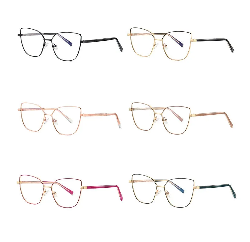 CCspace Unisex Full Rim Square Cat Eye Alloy Frame Eyeglasses 49081