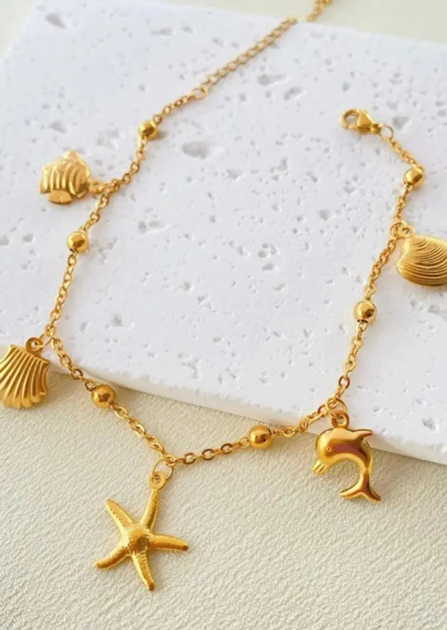 Charm anklet in gold color