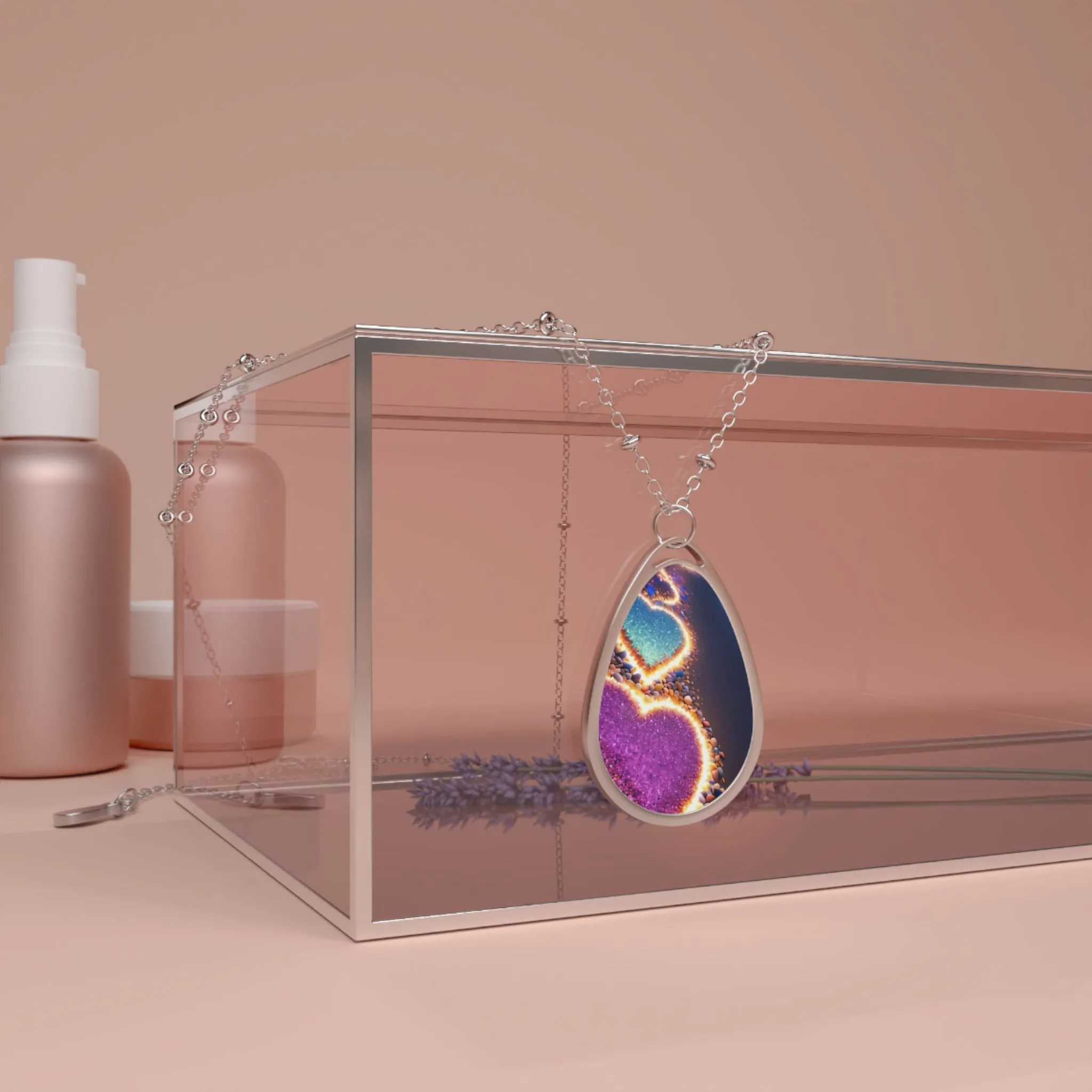 Colorful Heart Oval Necklace - Unique Statement Jewelry for Love & Friendship