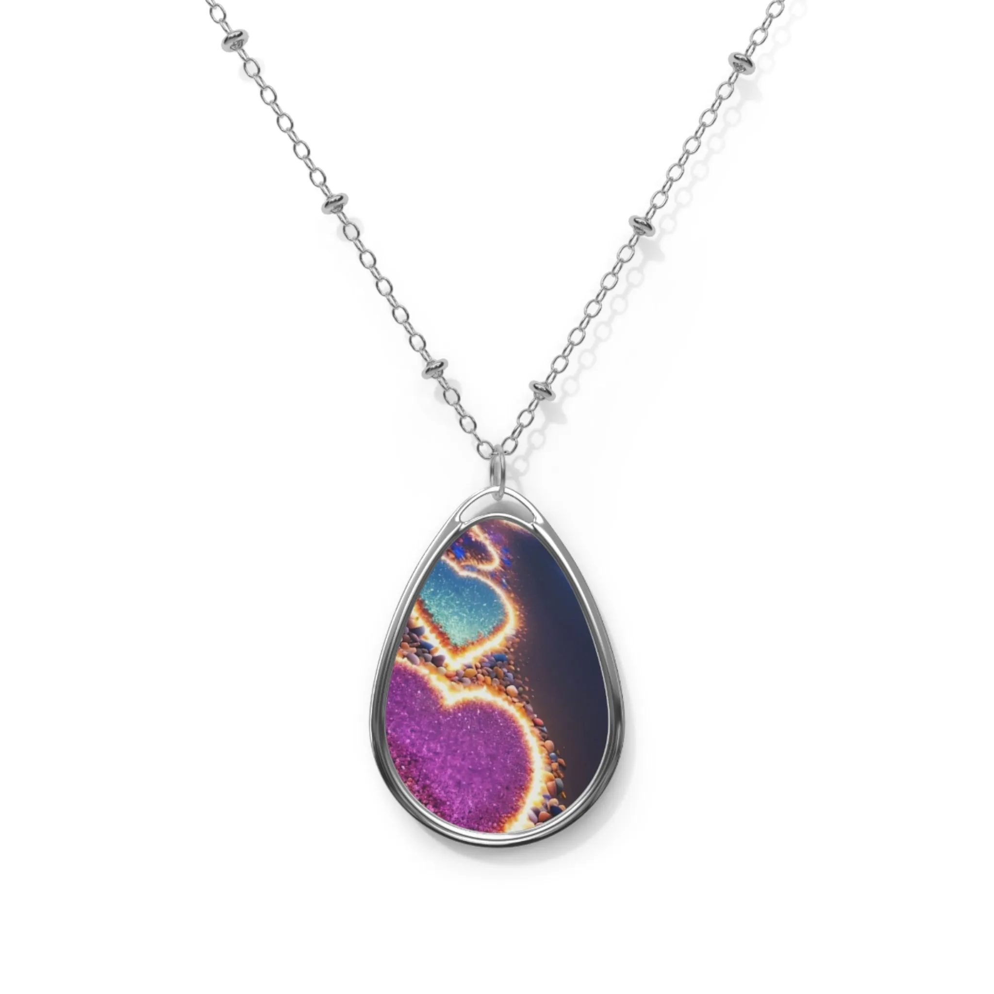 Colorful Heart Oval Necklace - Unique Statement Jewelry for Love & Friendship