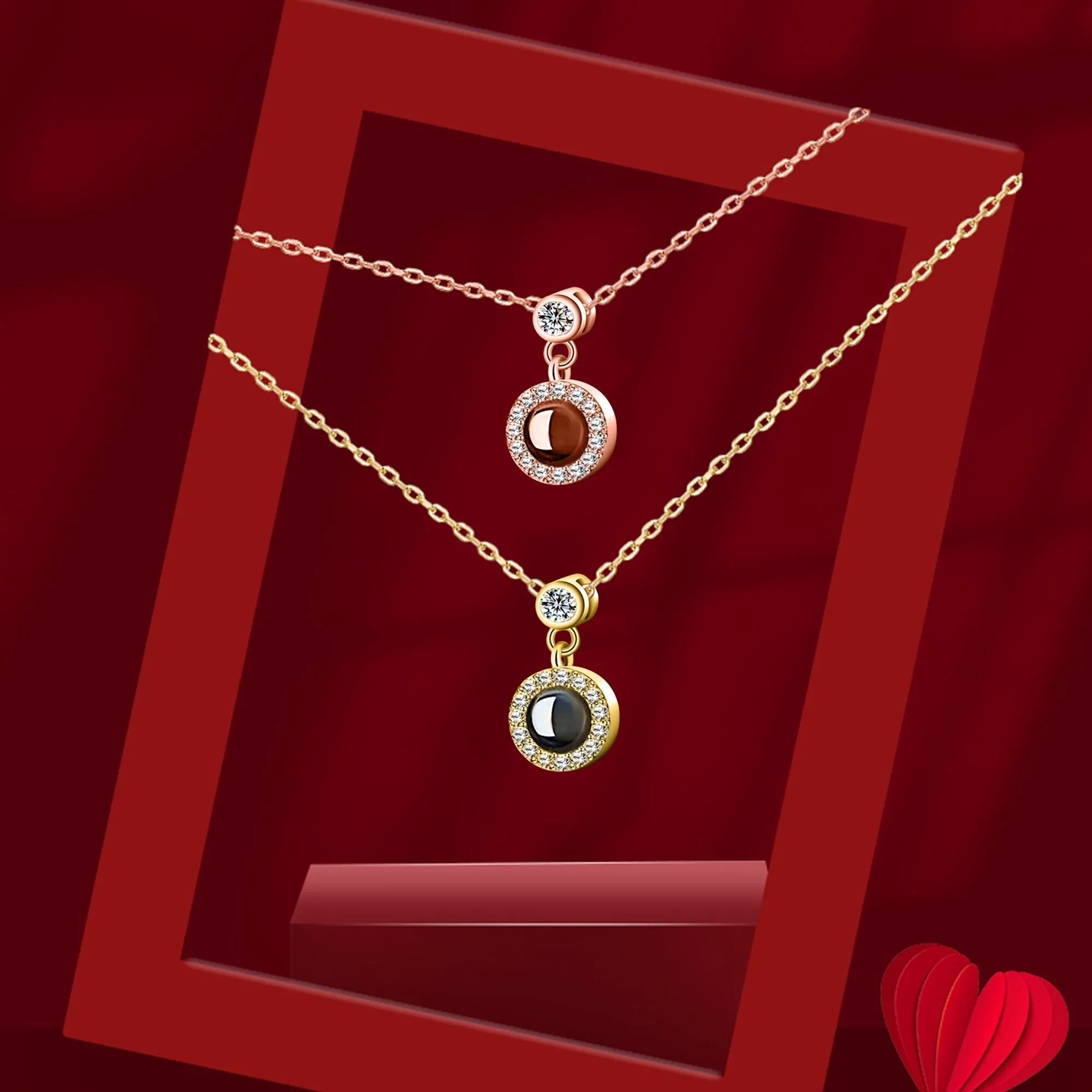 Customizable Photo Projection Necklace Couple Girlfriend Couple Jewelry