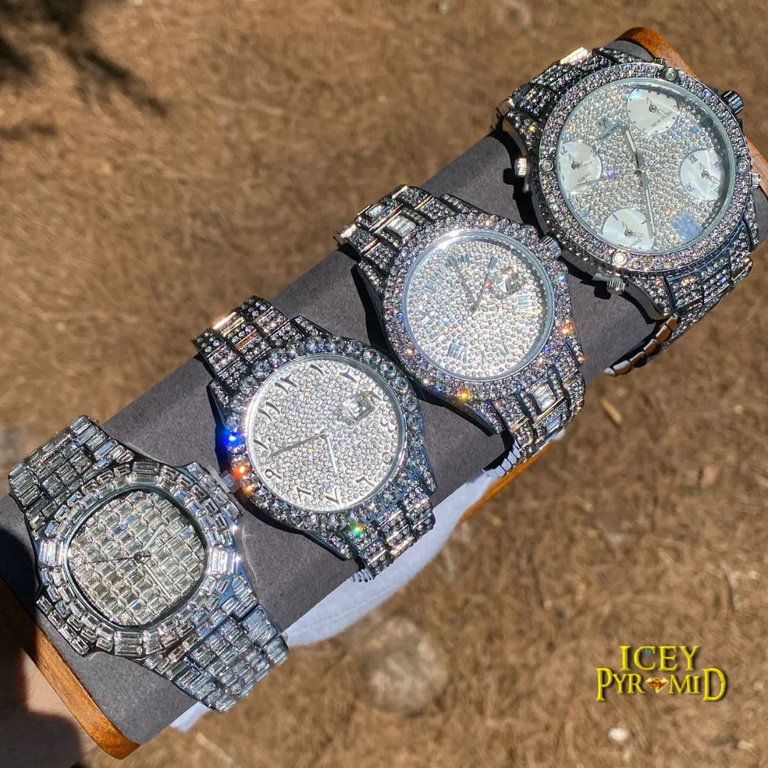Day Date Roman Numerals VVS Iced Out Diamond Watch