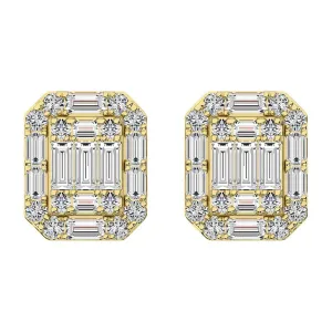 Diamond 3/8 Ct.Tw. Round and Baguette Fashion Earrings in 14K Yellow Gold