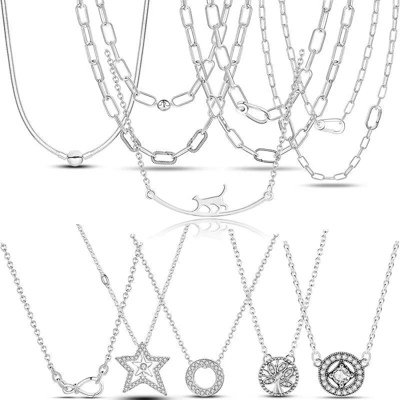 Elegant Customizable 925 Silver O Pendant Necklace for Women - Essential Minimalist Accessory