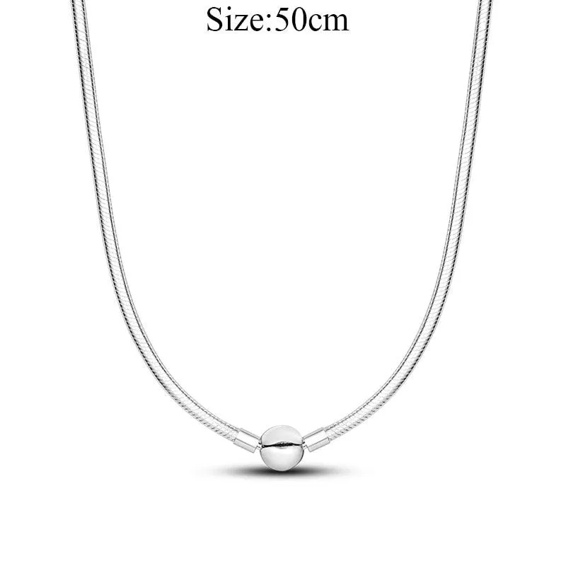 Elegant Customizable 925 Silver O Pendant Necklace for Women - Essential Minimalist Accessory