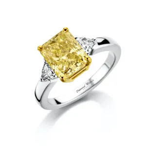 Emerald cut Fancy Yellow Diamond & Trillion cut Diamonds Trilogy