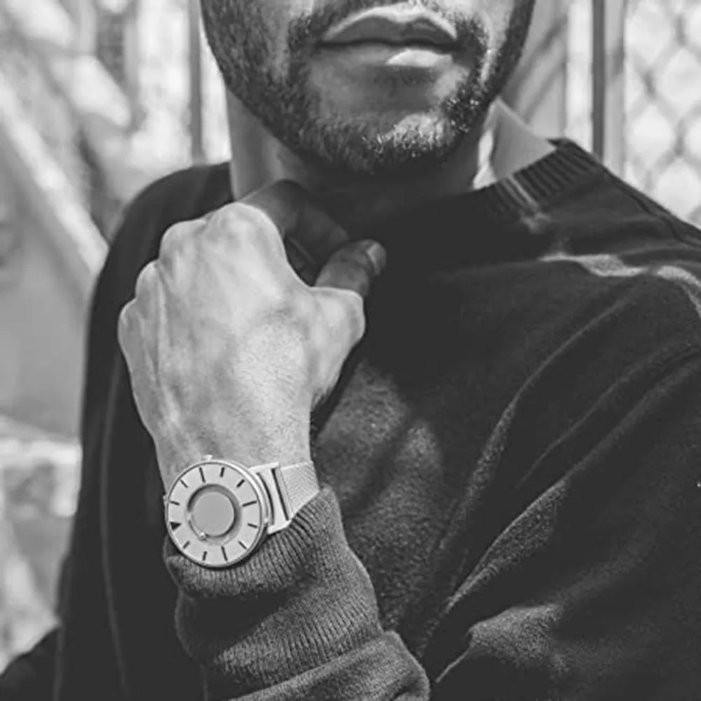Eone Timepieces Unisex Bradley Silver Dial Band Mesh Compass Iris Steel Quartz Watches - BR-COM-IRIS2