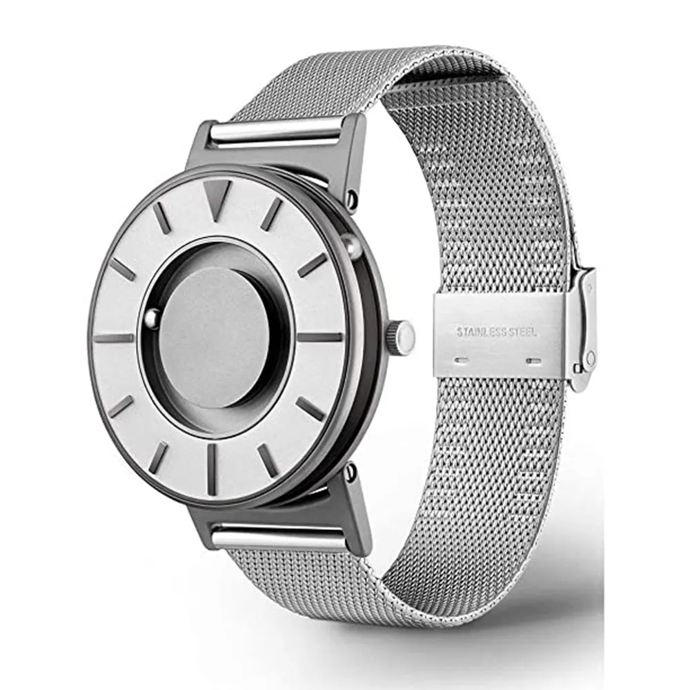 Eone Timepieces Unisex Bradley Silver Dial Band Mesh Compass Iris Steel Quartz Watches - BR-COM-IRIS2