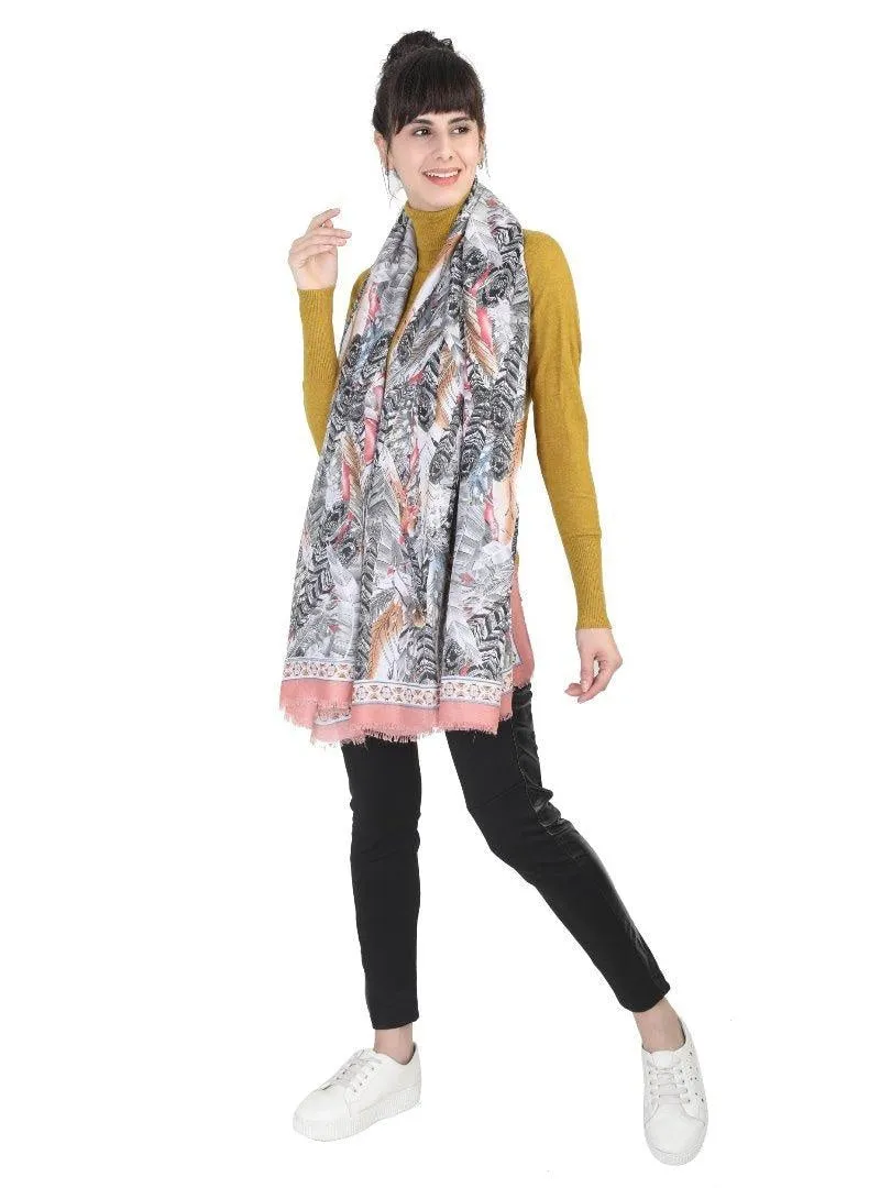 FabSeasons Floral Peach Premium Printed Cotton Long Scarves