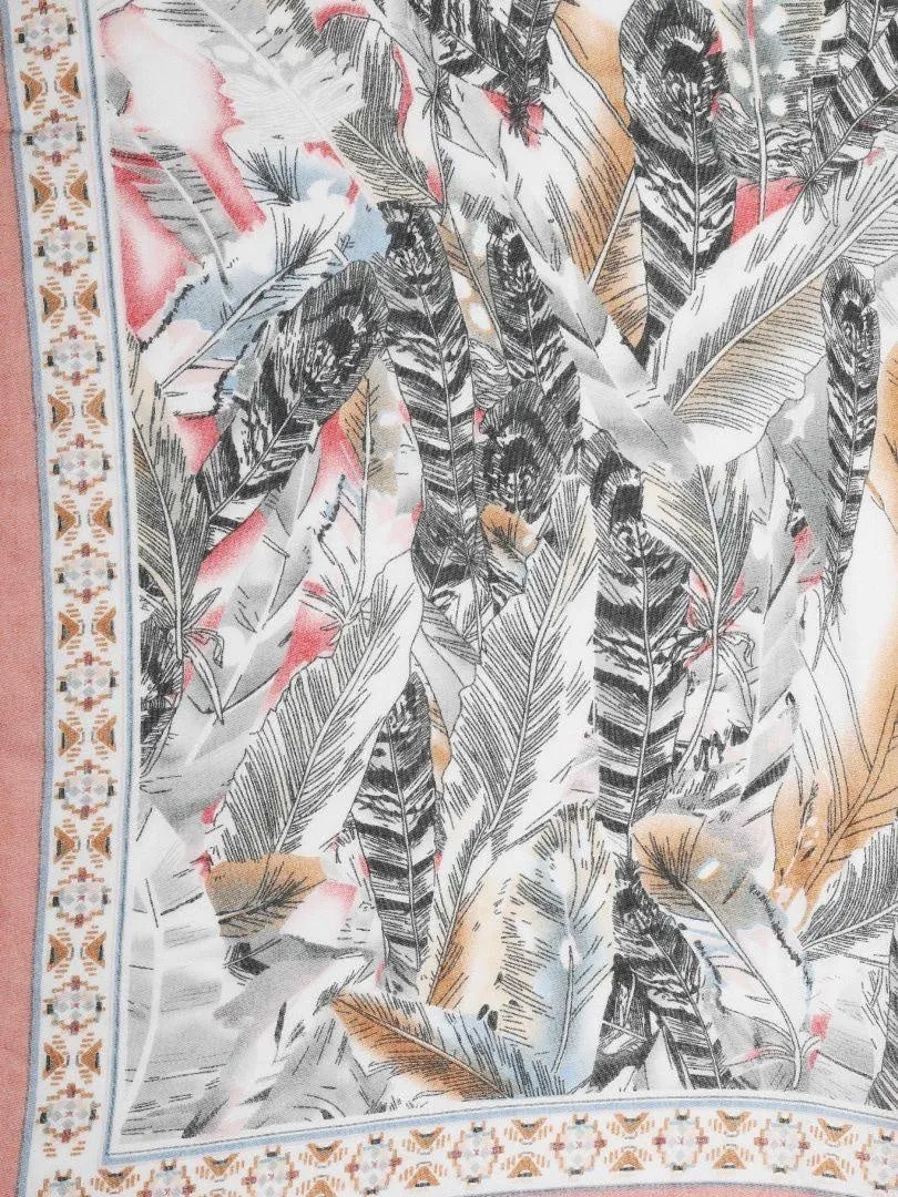 FabSeasons Floral Peach Premium Printed Cotton Long Scarves