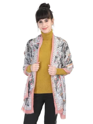 FabSeasons Floral Peach Premium Printed Cotton Long Scarves