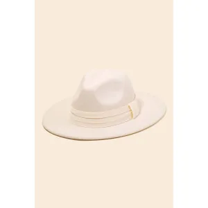 Flat Brim Ribbon Strap Fedora Fashion Hat