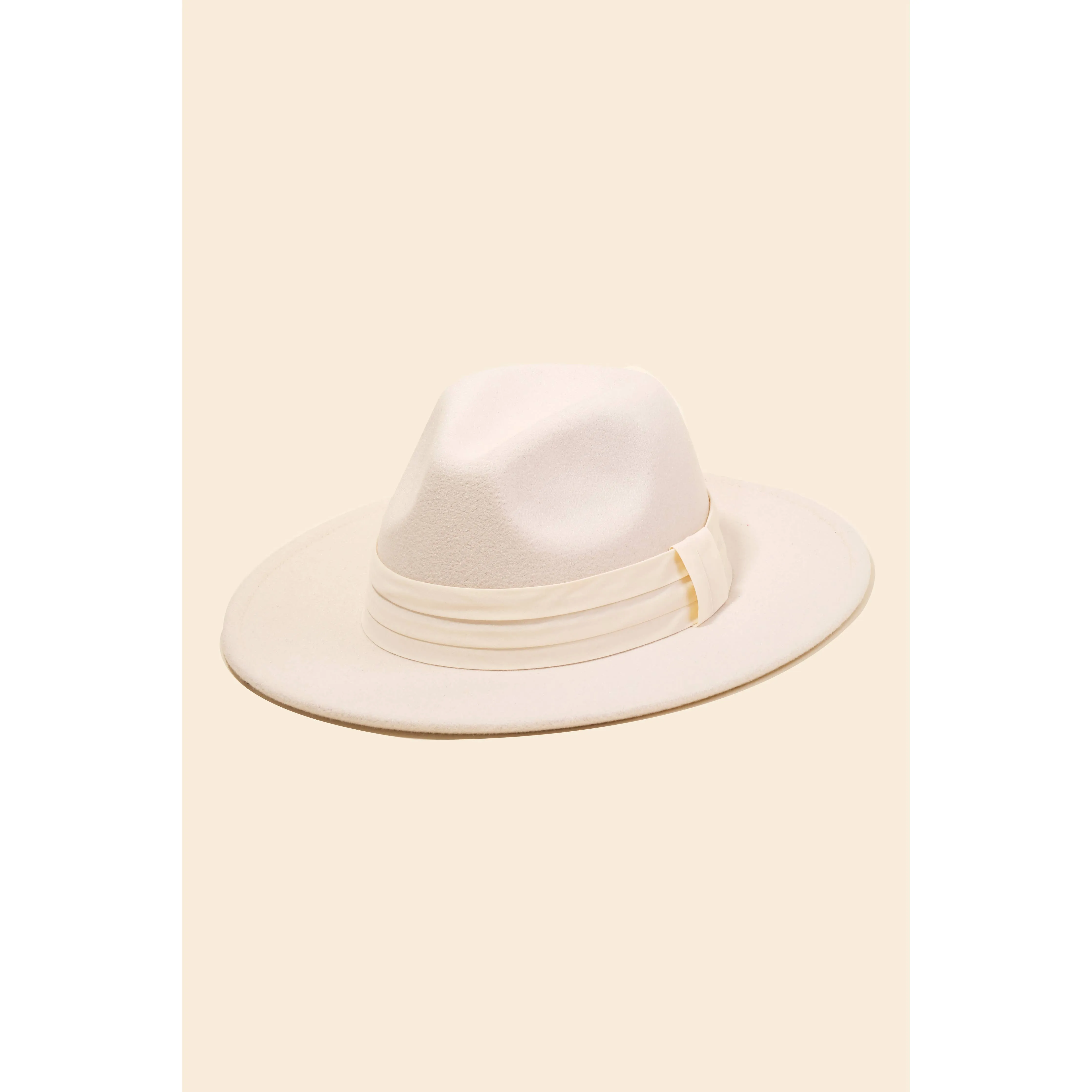 Flat Brim Ribbon Strap Fedora Fashion Hat