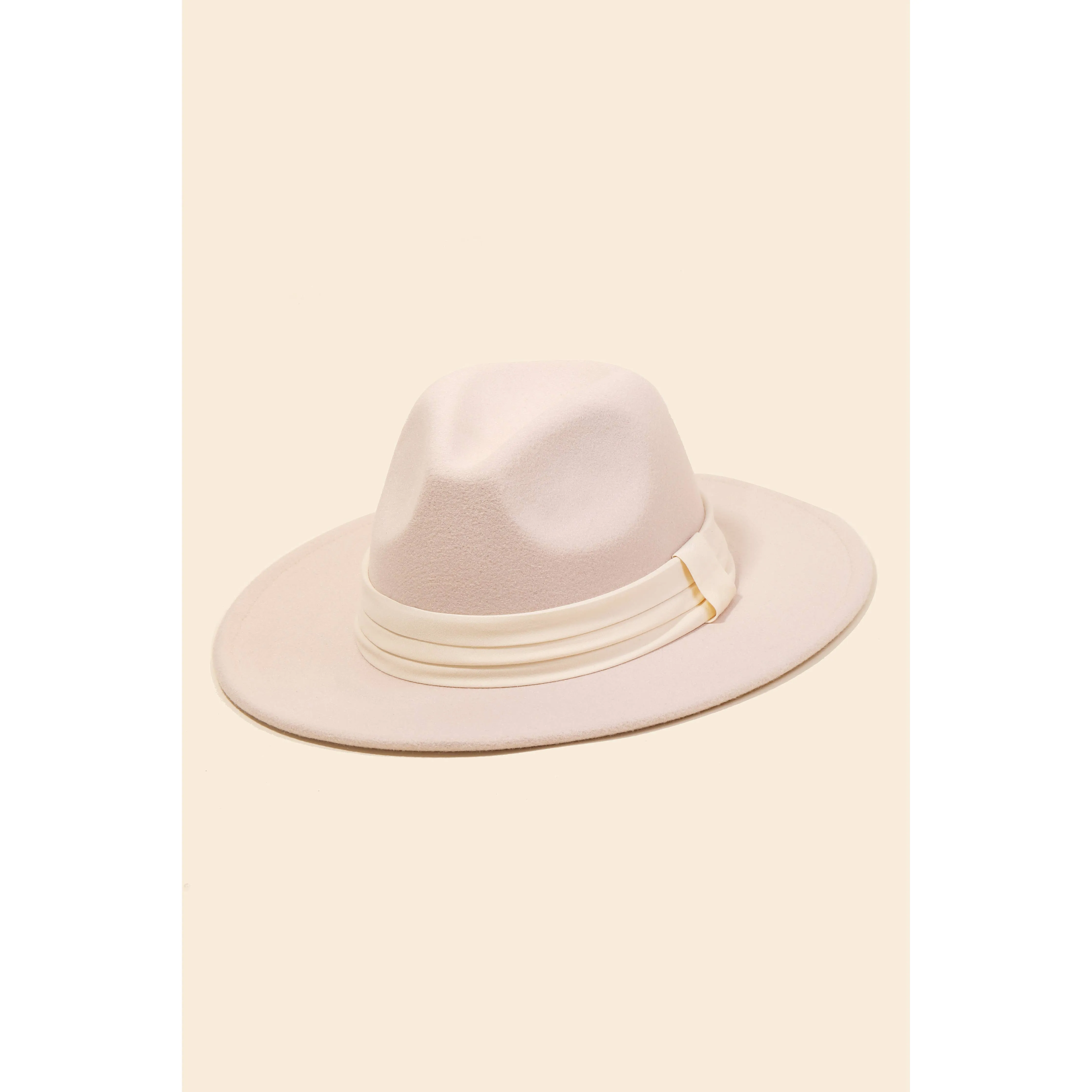 Flat Brim Ribbon Strap Fedora Fashion Hat