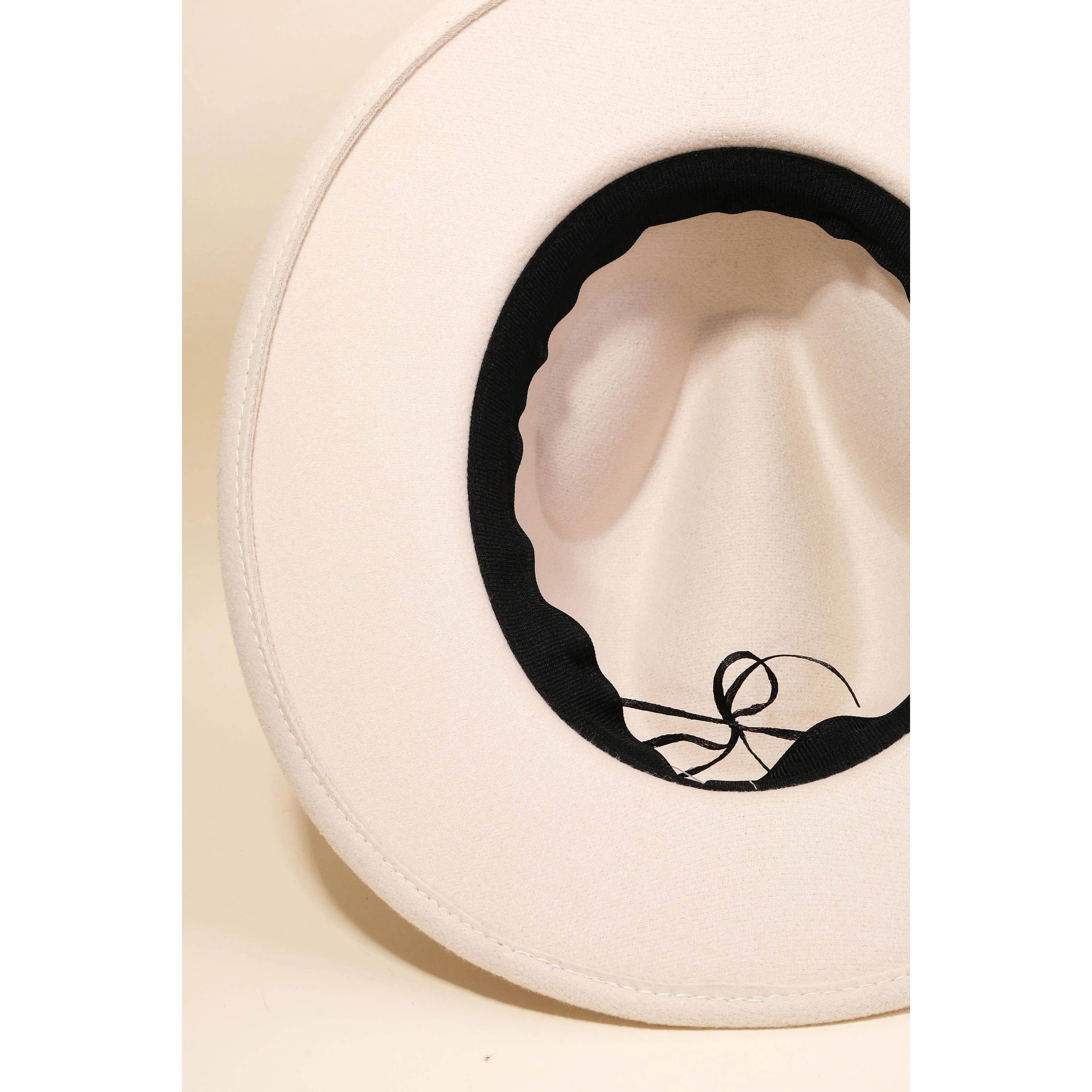 Flat Brim Ribbon Strap Fedora Fashion Hat
