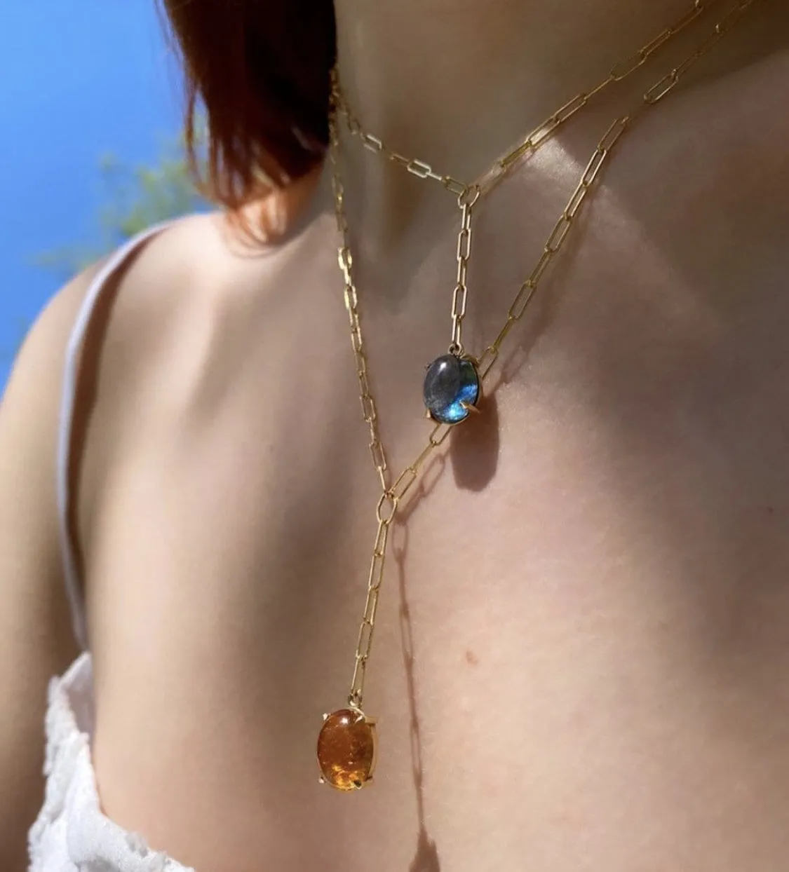 Gemfetti Prehnite Lariat Necklace