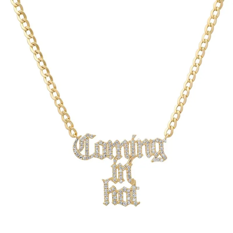 Gothic Cuban Link Nameplate Chain Necklace