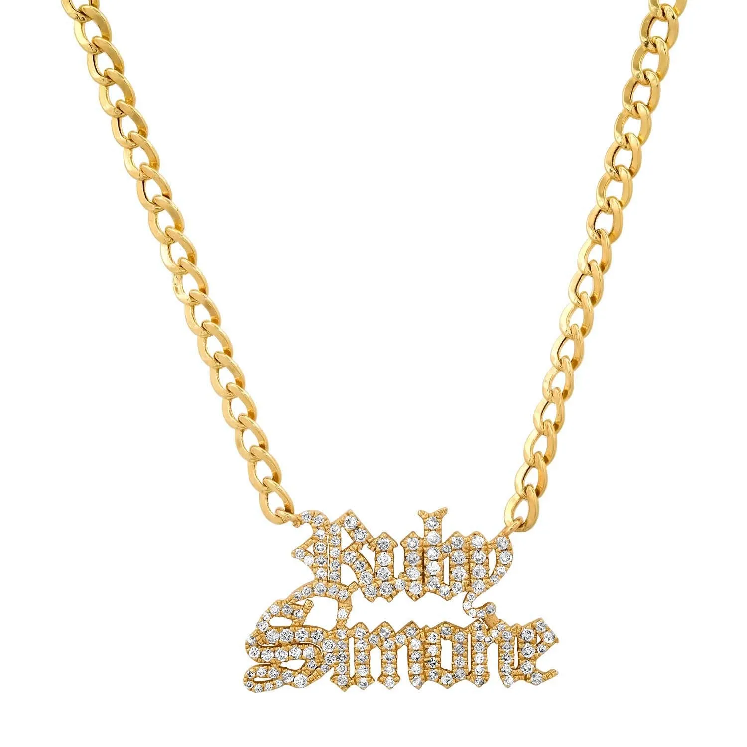 Gothic Cuban Link Nameplate Chain Necklace