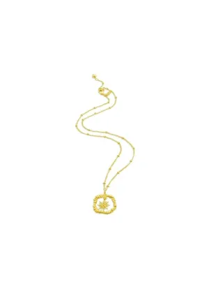 Granulated Sun Burst Charm Necklace