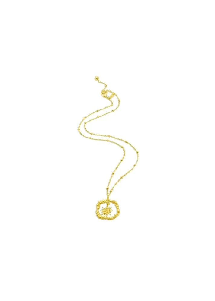 Granulated Sun Burst Charm Necklace