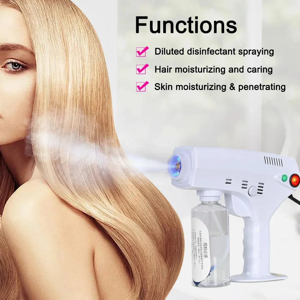 Hair Spray Nano Hair Steamer Nano Steam Gun Hair Coloring Hair Care Facial Skin Spa Humidifier 280ML Tank Blue Nano Mixed Vapor